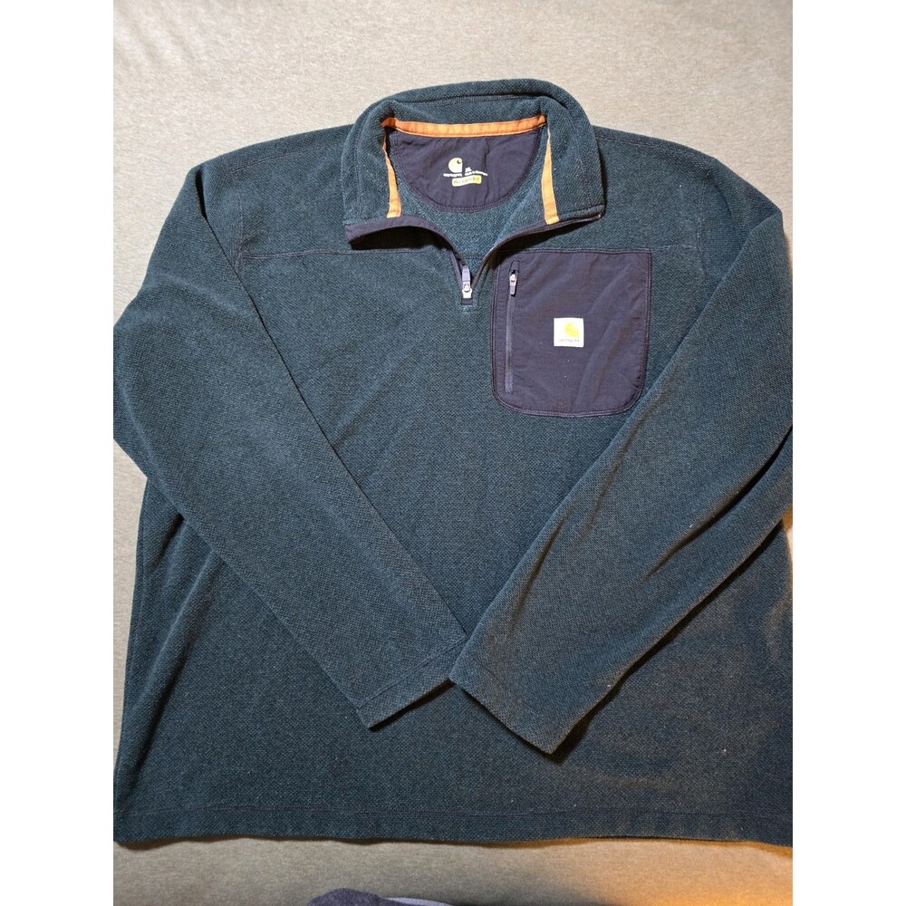 Carhartt Quarter Zip Mens XL Hunter Green Sherpa Lined Pullover